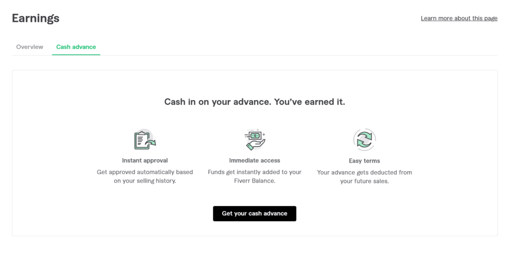 Fiverr cash advance