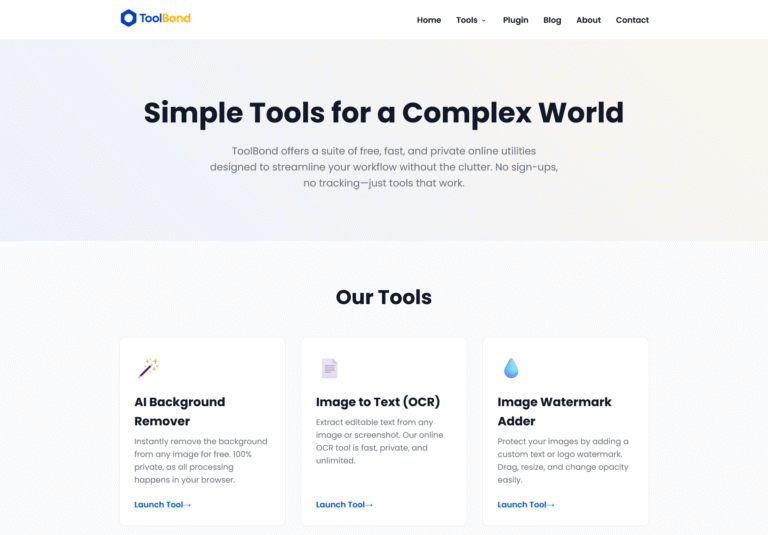 ToolBond - Free Online Tools for Creators & Developers